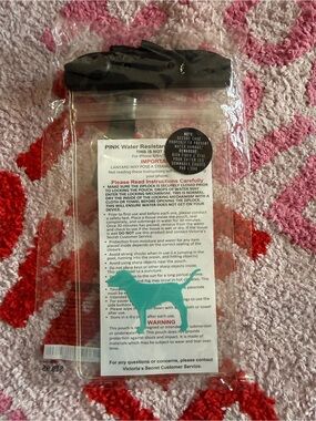 PINK  VS Clear Waterproof Phone Pouch with Teal Seahorse Accent